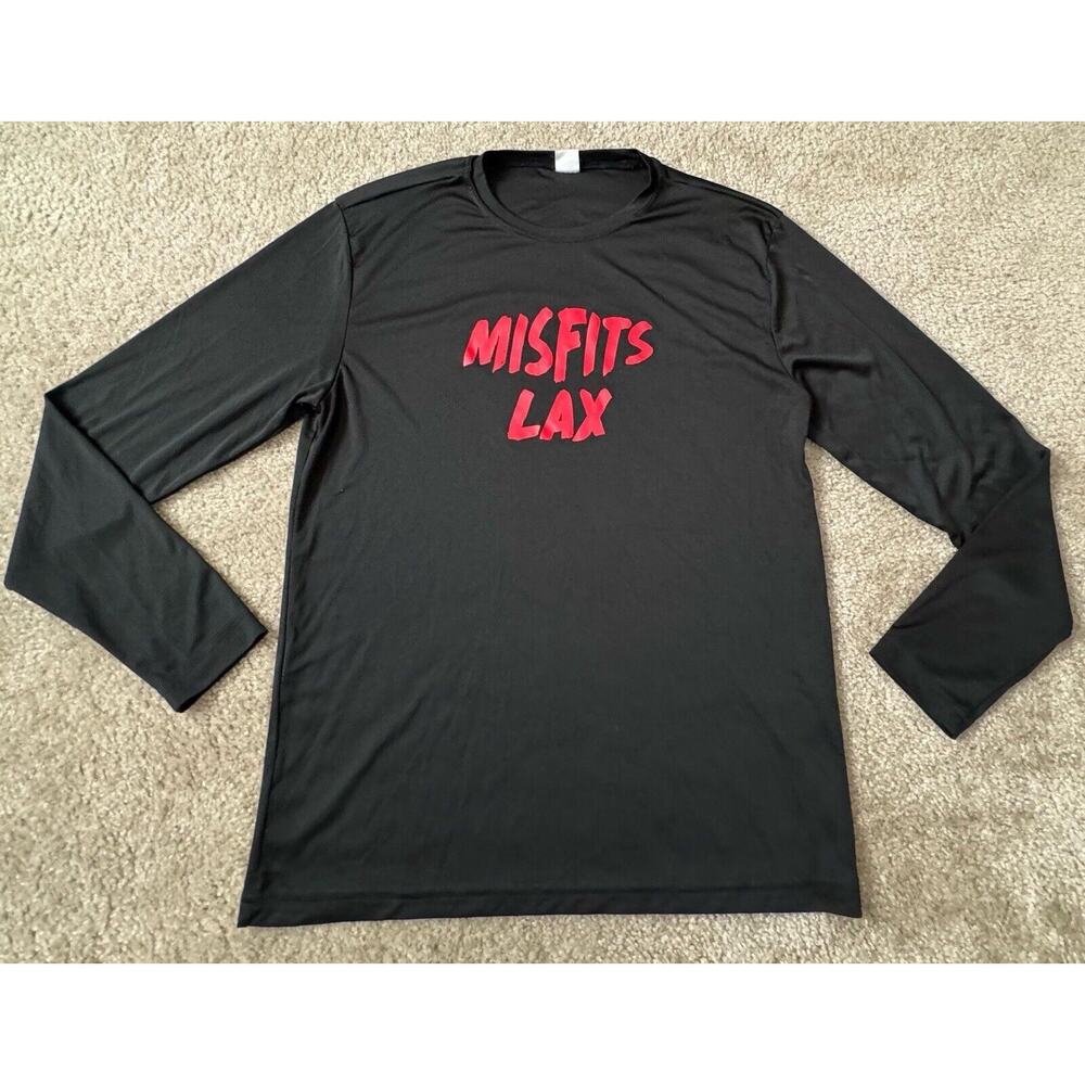 Sport-Tek Misfits LAX Long Sleeve Black/Red Logo Tee / T Shirt Mens Size Medium